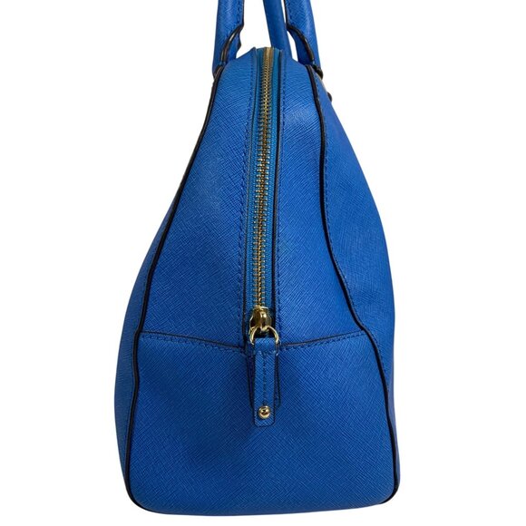 MICHAEL KORS Large Blue Boston Bowlers Satchel Shoulder Bag w/ Bag Charm EUC - Picture 5 of 14